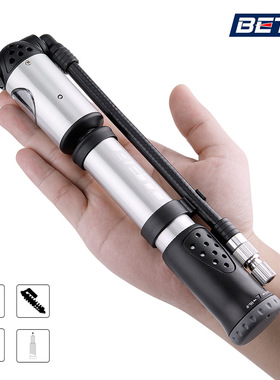 台湾beto036打气筒自行车公路车便携手持迷你高压打气筒带气压表