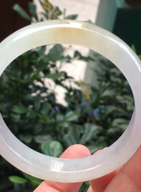 缅甸A货保真正品冰种黄翡翠扁条手镯圈口47小口径