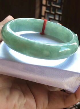 圈口60、61缅甸A货保真正品翡翠手镯冰润飘花闺蜜大口径送礼玉镯