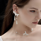 新中式 BING镜中舞系列 原创超仙蝴蝶水滴精灵耳环耳骨夹 耳饰女