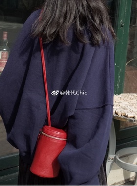 韩国女包chic包包圆形时尚复古水桶单肩斜挎包ulzzang迷你手工包
