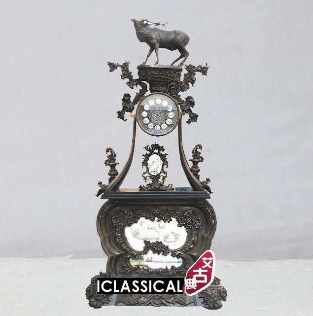 钟表 仿古钟表 欧式钟表 古典钟表 铜铸钟表 鹿角机械钟