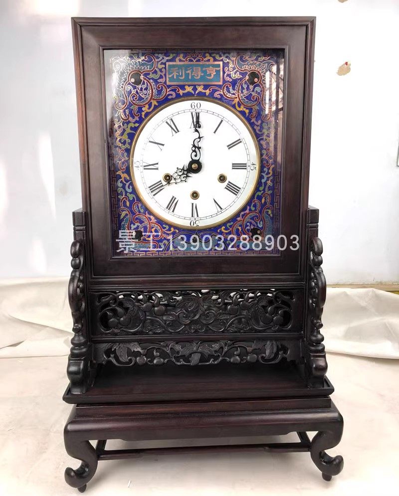 中式纯手工红木花梨铜屉南京钟苏钟精致2号双铃德国进口五音机芯