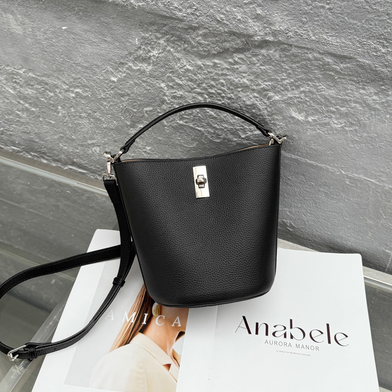 丝芙伦头层牛皮斜挎手提包水桶包