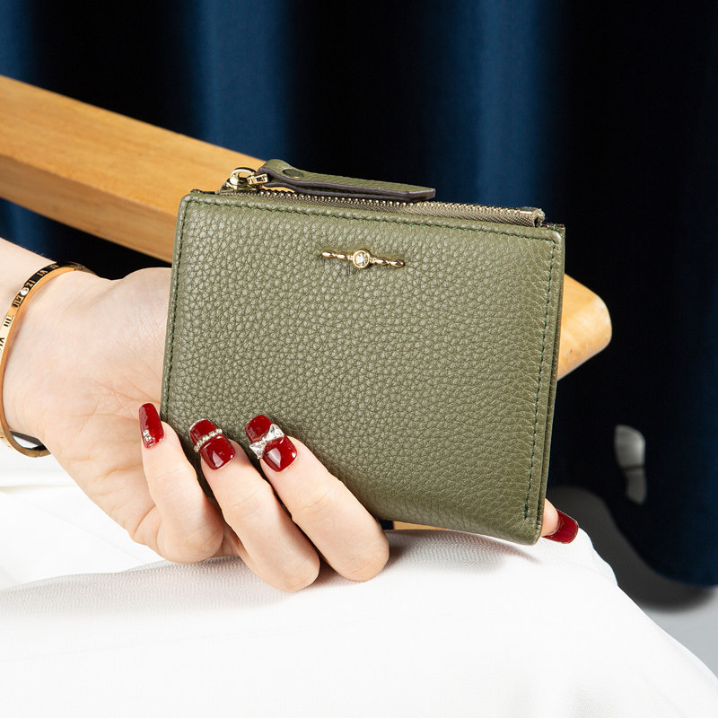 纯牛皮超薄款折叠小钱包女百搭2025新款真皮两折大钞夹拉链零钱包,箱包皮具/热销女包/男包,钱包,淘宝优惠券,粉丝福利购,淘宝优惠卷