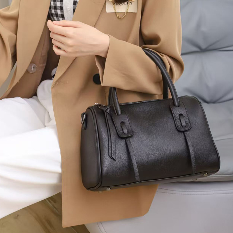 丝芙伦纯牛皮斜挎手提包波士顿包