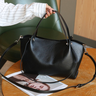 自然摔纹头层牛皮大容量单肩包简约轻便真皮休闲女包斜挎包托特包