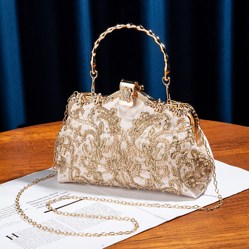 丝芙伦镶钻刺绣提花宴会包手提包