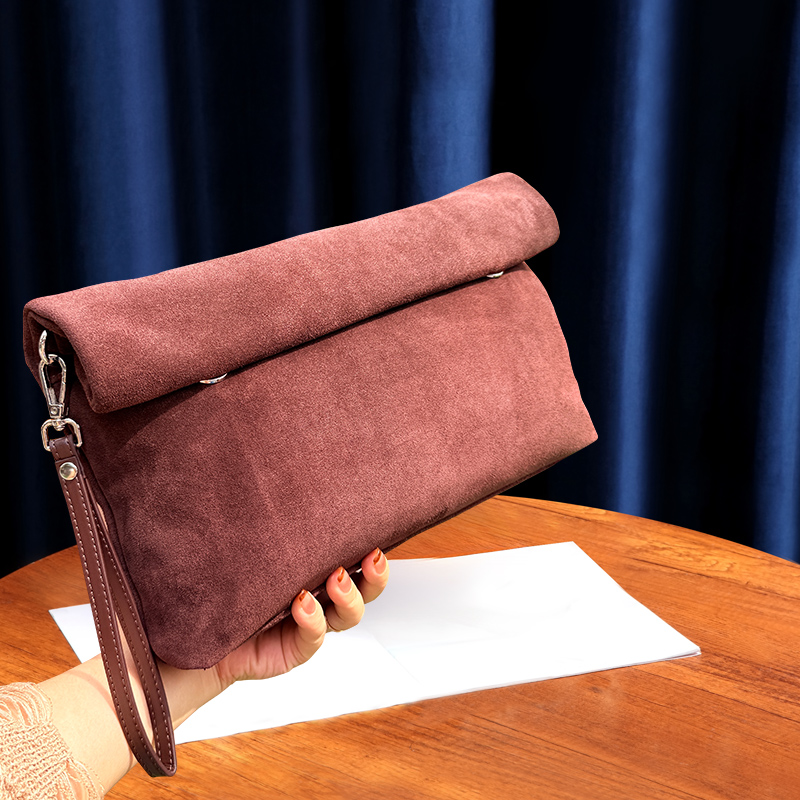 丝芙伦磨砂牛皮大容量手拿包夹包