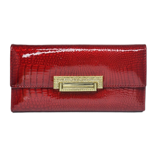 2026新款收拾亮面真皮长款钱包镶钻锁扣大容量多隔层大钞夹放手机