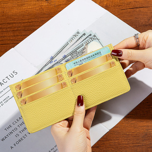 纯牛皮一片式长款钱包大钞夹2026新款真皮超薄多卡位驾驶证件卡包