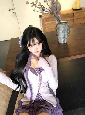 瑞茜·威瑟斯波尔梦之契 春夏甜辣显瘦设计感假两件针织开衫半裙