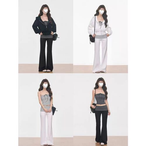 【新品】WESTAYONE抹胸+条纹微喇裤+慵懒风设计感小众卫衣外套女