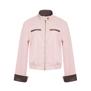 一颗小野莓粉色皮衣外套女2025年秋季 酷飒独特超好看休闲夹克 新款