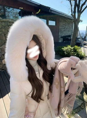 ICELOLLY版型好看短款毛领羽绒服白色派克服女冬巨好看的冬装外套