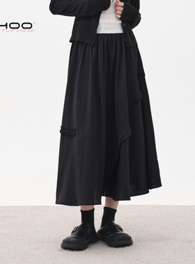 NHOO恩逅 不规则压褶皱花边半身裙2025秋冬新款