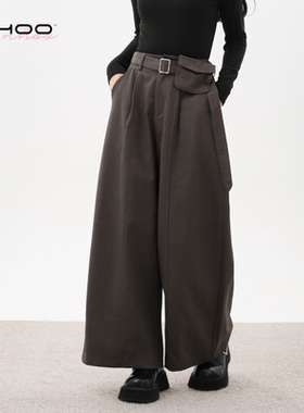 NHOO恩逅 2025秋冬新款阔腿裤九分廓形腰包休闲裤显瘦百搭裤子女