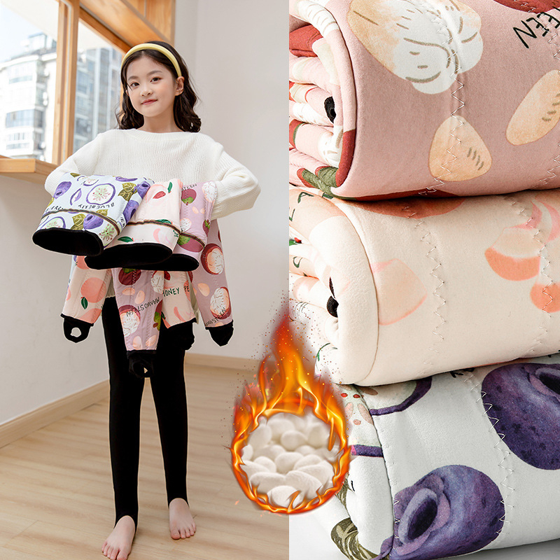 女童蚕丝棉裤踩脚打底裤冬高腰