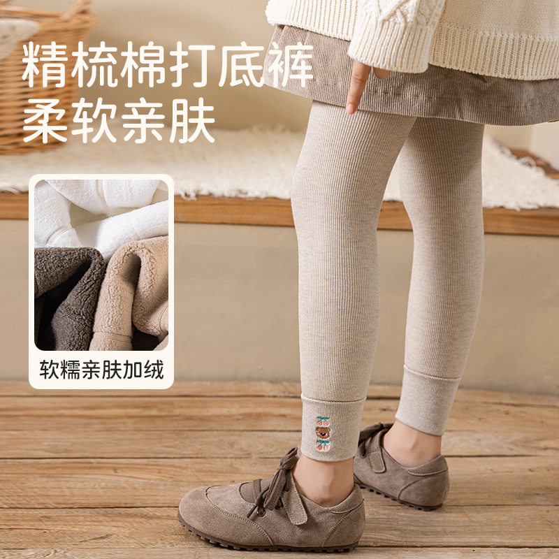女童打底裤秋冬加绒款外穿宝宝春秋薄绒打底袜儿童打底裤冬