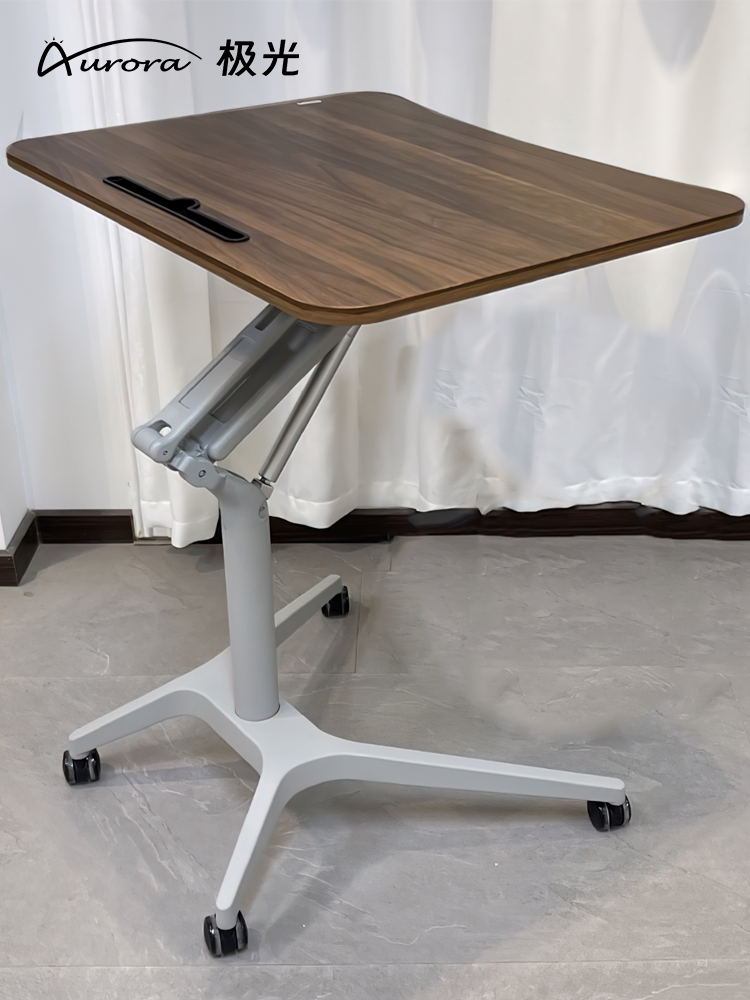 气动升降桌站立简约式自动沙发床边可移动懒人办公桌电脑演讲台桌