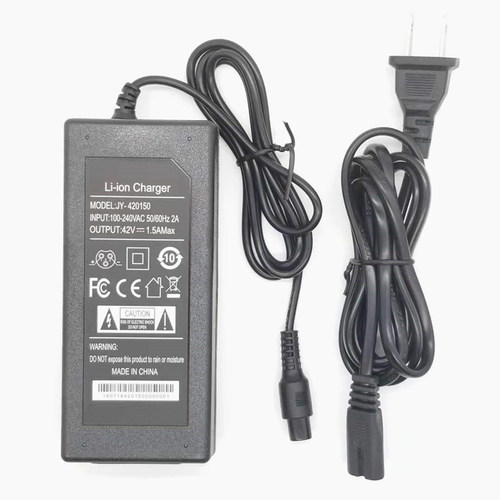 阿尔郎平衡车充电器36V电瓶锂电三插孔42V2A滑板车通用航空头电源