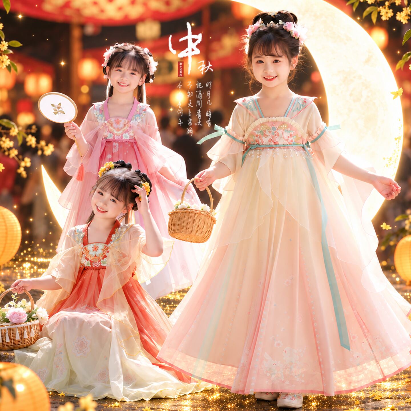 汉服女童中秋节服装2026新款古风超仙公主裙子秋季儿童古装连衣裙