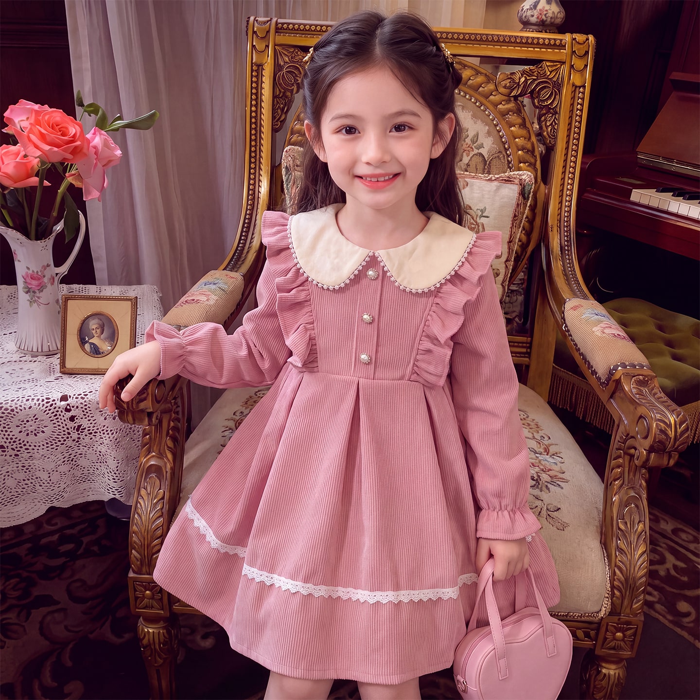 女童秋装洋气公主裙2026新款小女孩长袖裙子秋款儿童装时髦连衣裙