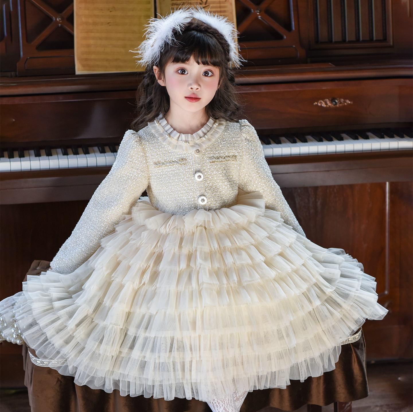 女童连衣裙春装小香风洋气裙子2026新款小女孩儿童公主裙春季童装