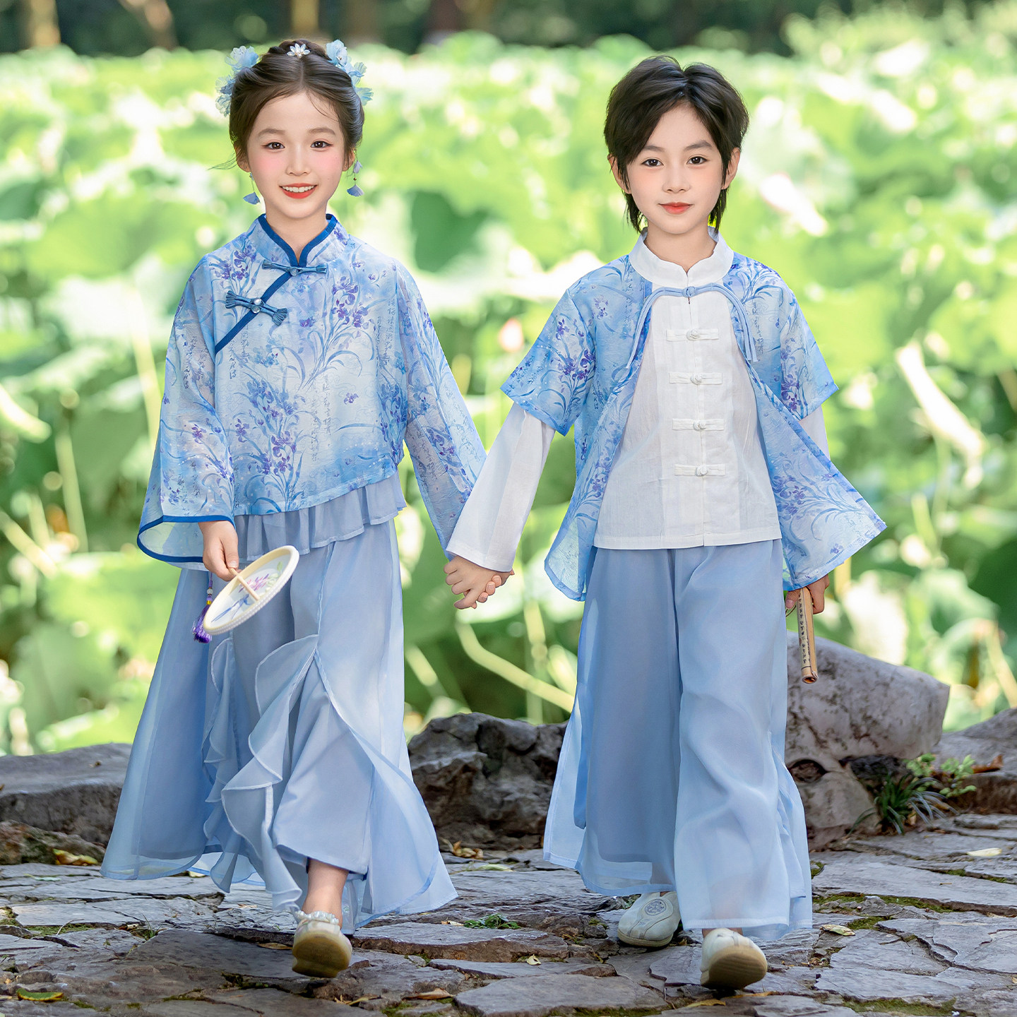汉服男童2026新款秋装帅气中秋节古风唐装女童超仙演出儿童国学服