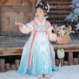 女孩古风唐装 汉服女童冬款 中国风2025新款 新年拜年服冬季 儿童古装
