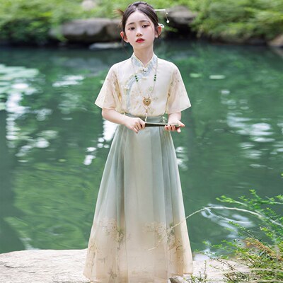 女童马面裙套装夏款2026新款儿童汉服国风新中式古风古装女孩夏季