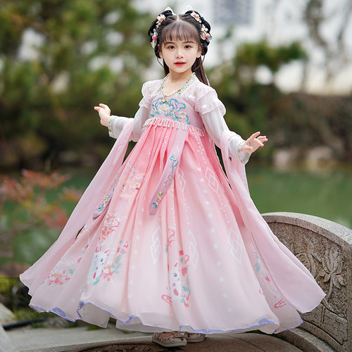 汉服女童春秋裙子2026新款古风连衣裙女孩唐装儿童装超仙古装夏季