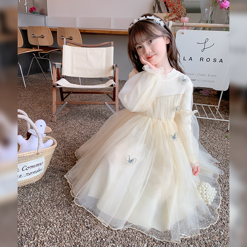 小女孩洋气秋冬季公主裙2025新款儿童毛衣裙子女童冬装连衣裙童装