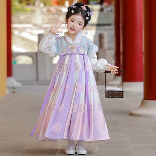 连衣裙过年拜年服中国风冬装 儿童古装 裙子2025新款 汉服女童秋冬季