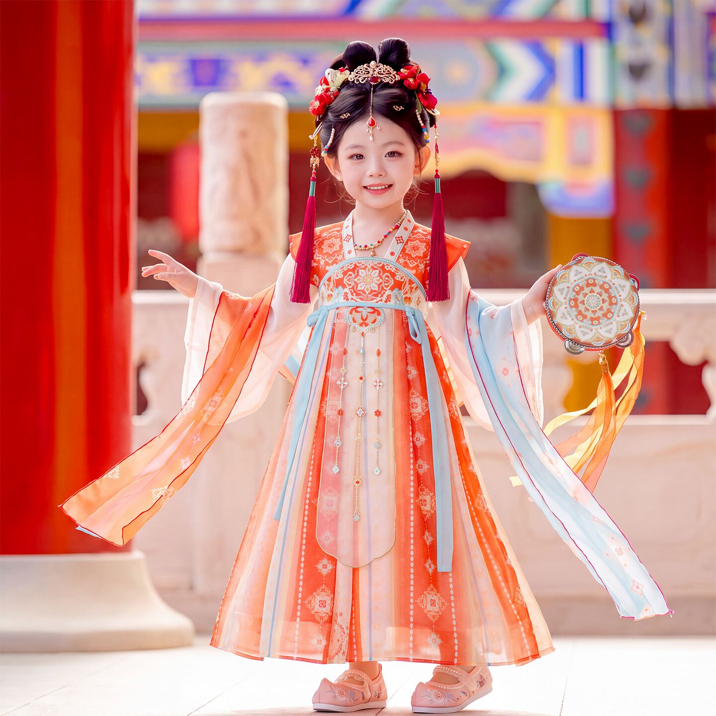 汉服女童秋季2026新款国风唐装古风超仙连衣裙儿童日常古装公主裙