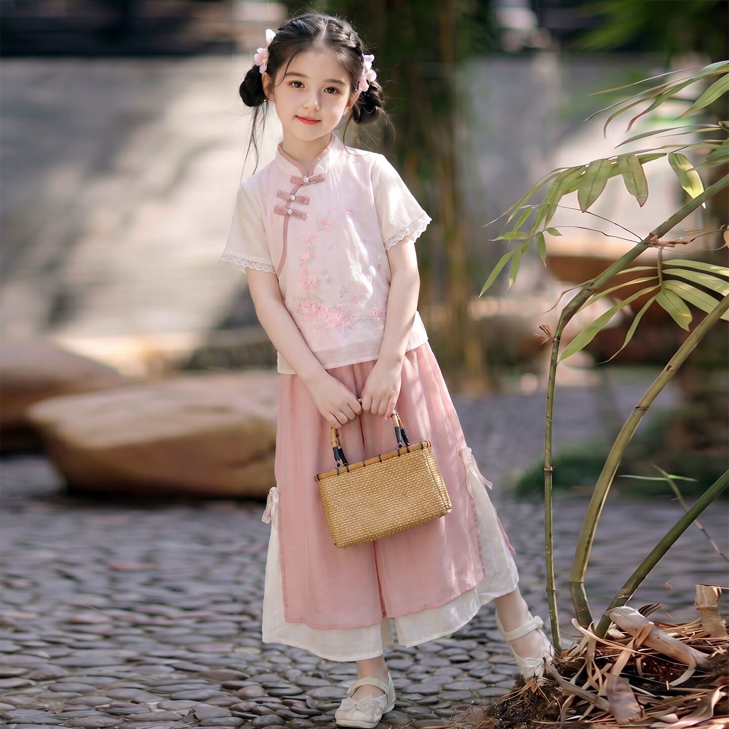 女童夏季汉服旗袍古装套装2026新款儿童新中式唐装小女孩国风夏装