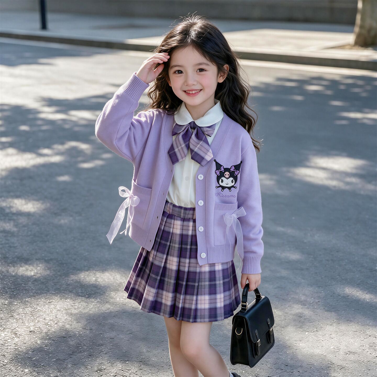库洛米衣服女童秋冬季2026新款儿童女孩洋气秋装jk学院风套装裙子