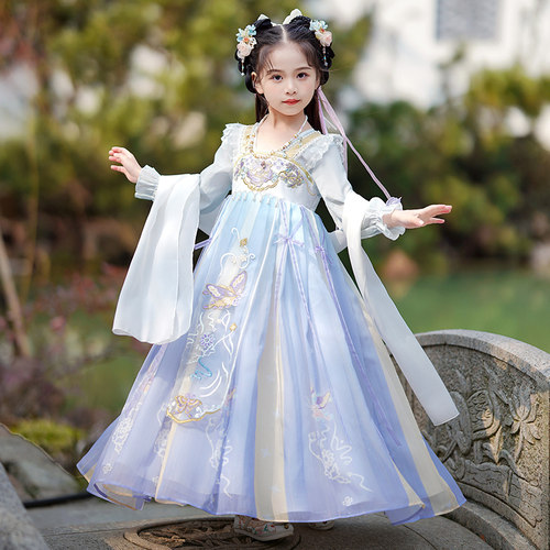 女童汉服春装儿童连衣裙2026新款古风公主裙唐装春秋女孩国风古装