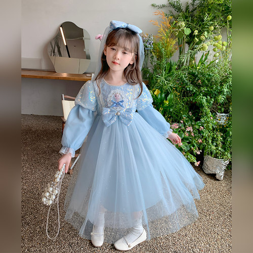 女童秋装爱莎公主裙2026新款儿童装洋气艾莎连衣裙小女孩春秋裙子