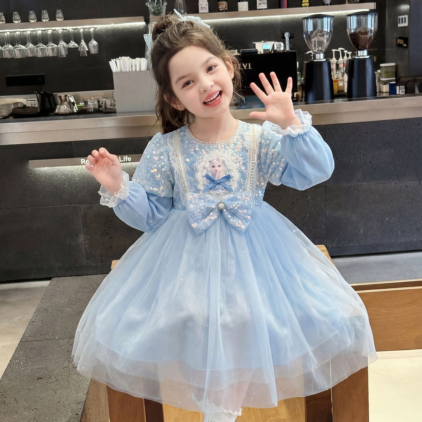 女童连衣裙春装2026新款儿童爱莎公主蓬蓬纱裙小女孩生日艾莎裙子