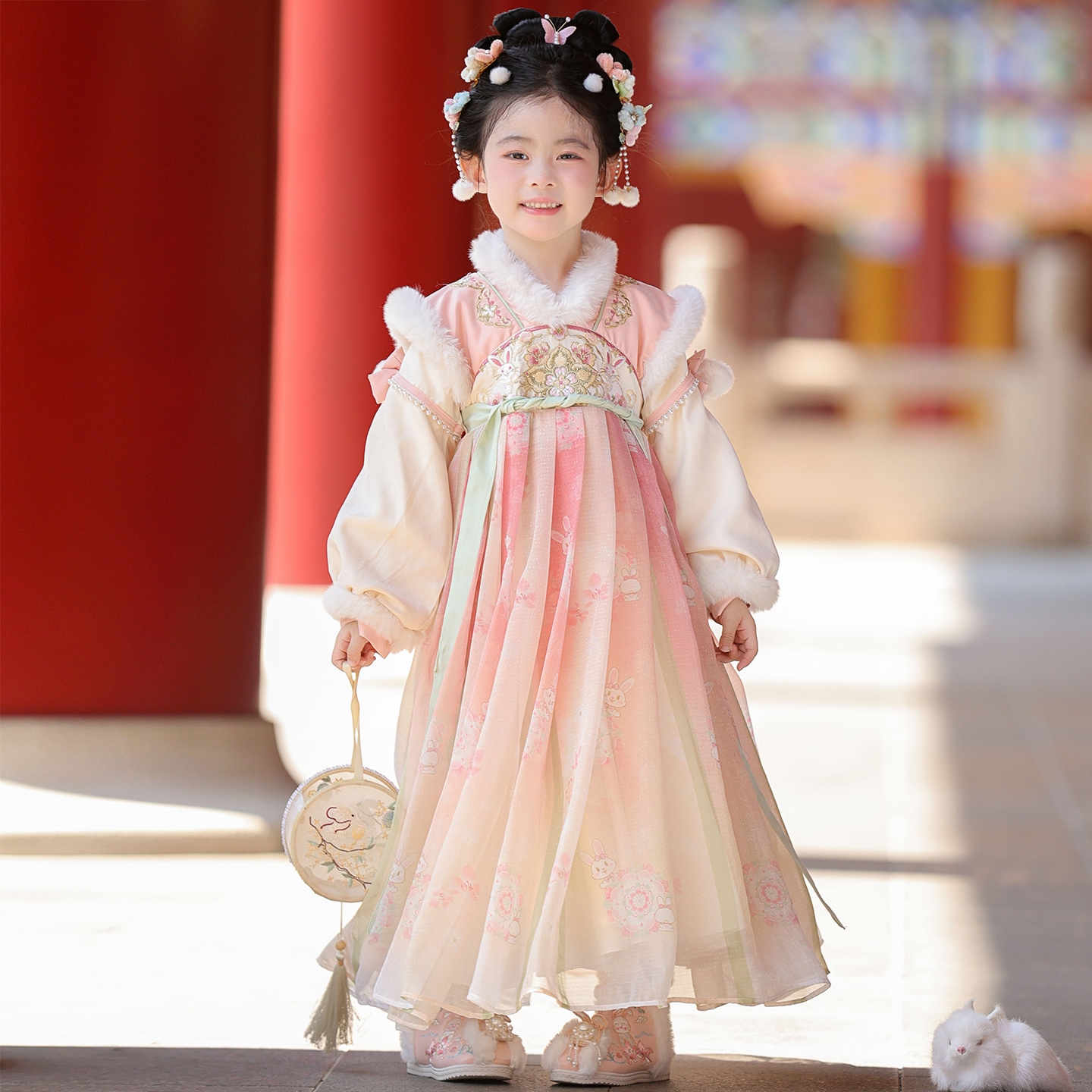汉服女童秋冬季连衣裙中国风2025新款古装公主裙儿童古风冬装加绒