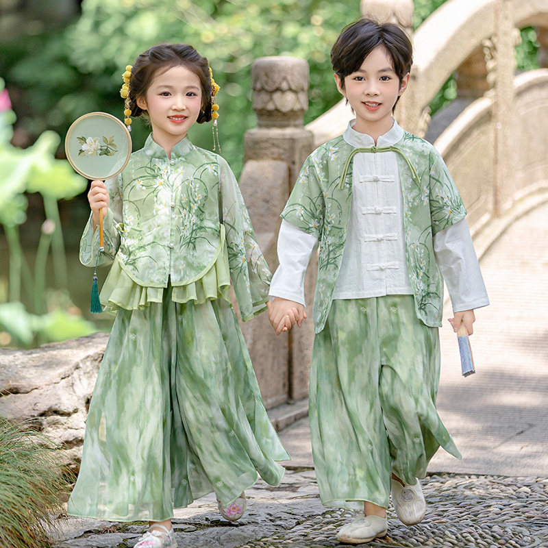 儿童汉服中国风2026新款秋季中秋节唐装男女童中式演出国学服套装
