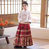 中国风汉服 小女孩过年拜年服儿童冬季 马面裙女童秋冬套装 2026新款