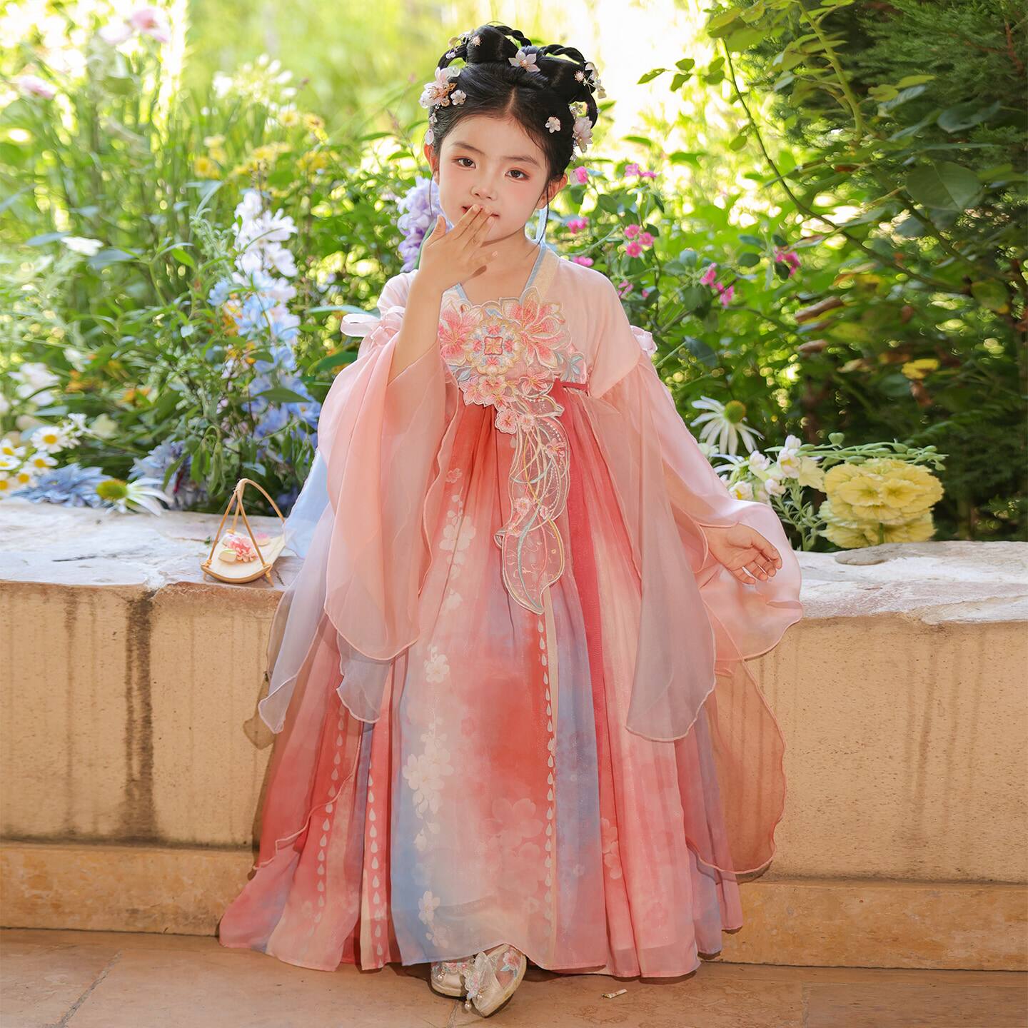 女童汉服春装2026新款儿童古风公主裙女孩国风唐装古装连衣裙春款