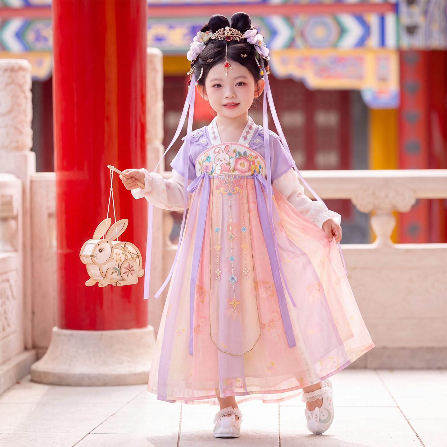 汉服女童秋季2026新款古风超仙唐装古装中秋国风表演服公主连衣裙