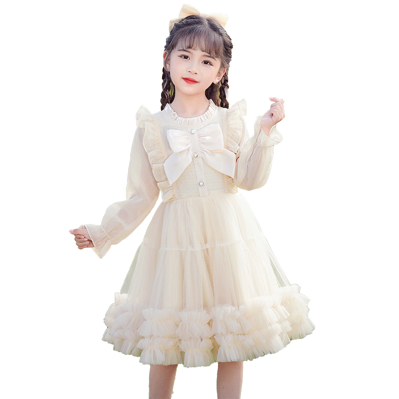 女童裙子春秋款长袖秋季连衣裙2025新款儿童秋装小女孩洋气公主裙