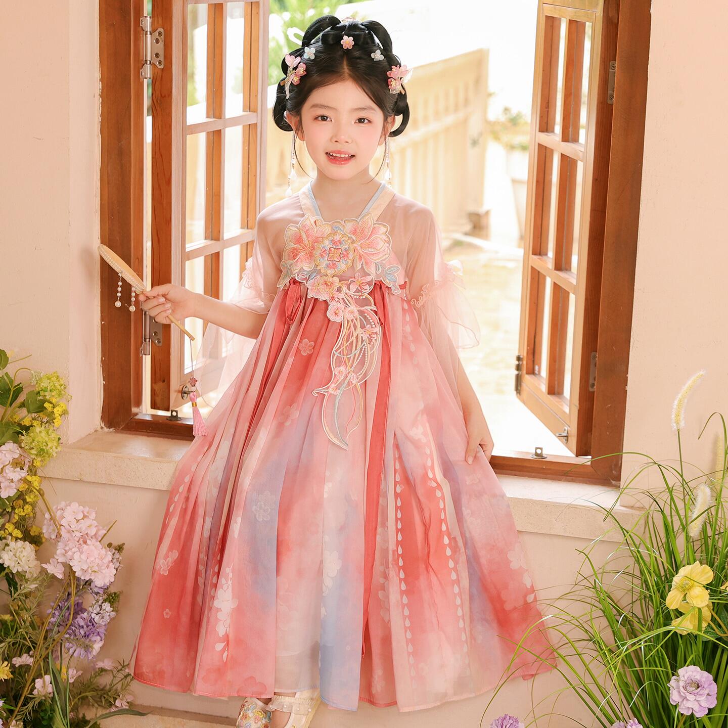 儿童汉服女童夏装襦裙超仙古风小女孩国风唐装公主连衣裙夏季薄款图片