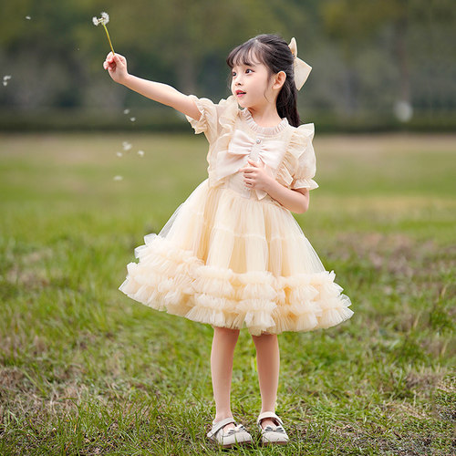 女童连衣裙夏装2025新款小女孩洋气公主裙蓬蓬纱裙夏季儿童装裙子
