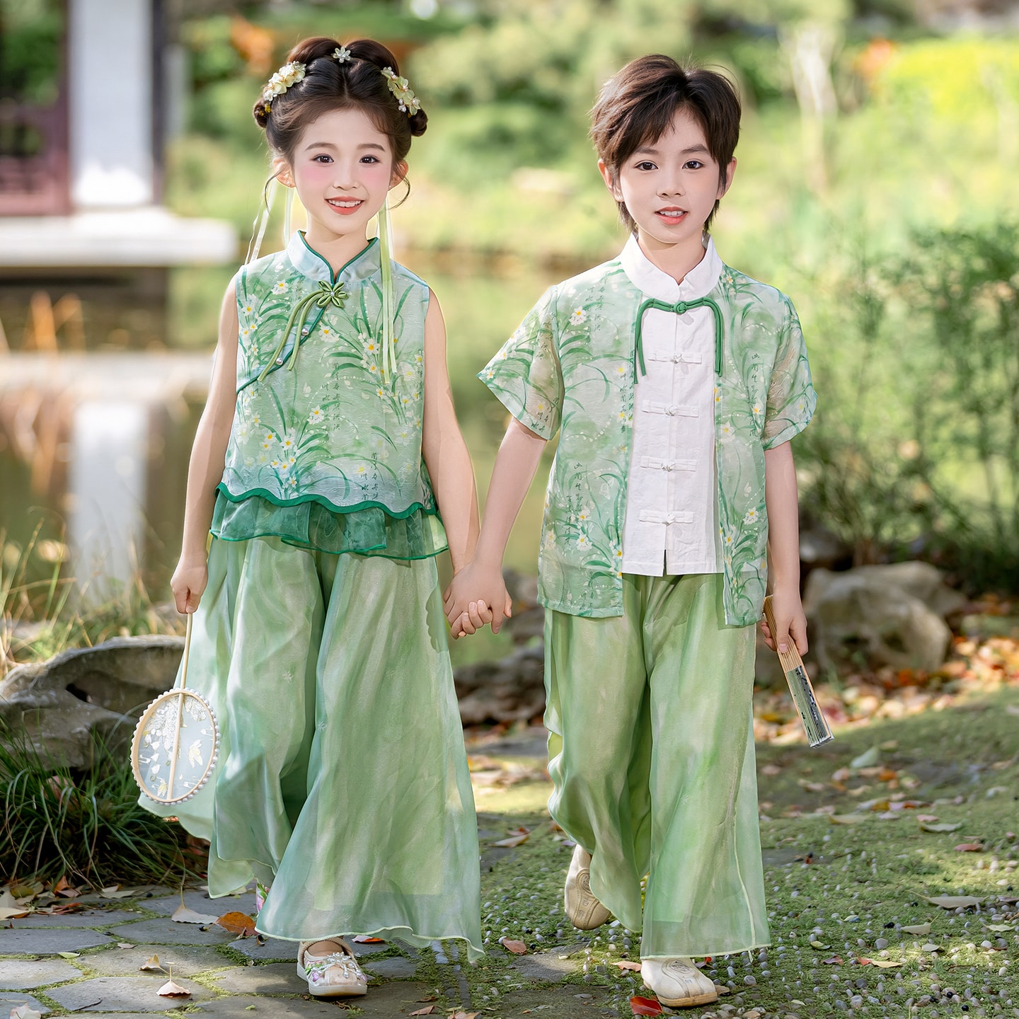 六一儿童演出服汉服女童古装男童国风表演服幼儿园诗歌朗诵服装夏