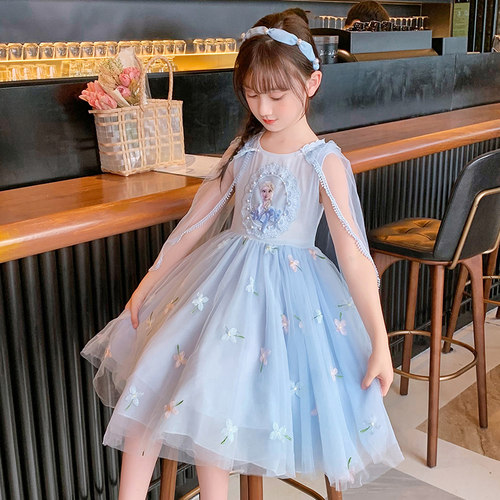 儿童新款爱莎连衣裙2026女童夏季洋气公主裙子小女孩艾莎童装夏天